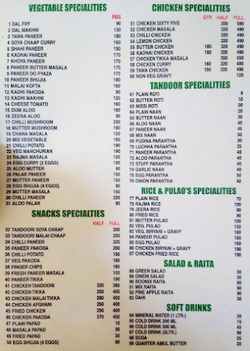 Rao Bhojnalaya menu 