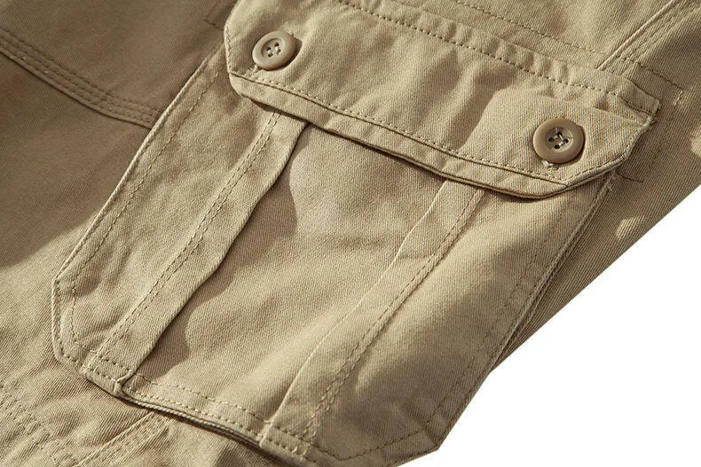 Title 7, Summer New Solid Color Tooling Fifth Pants Comf...