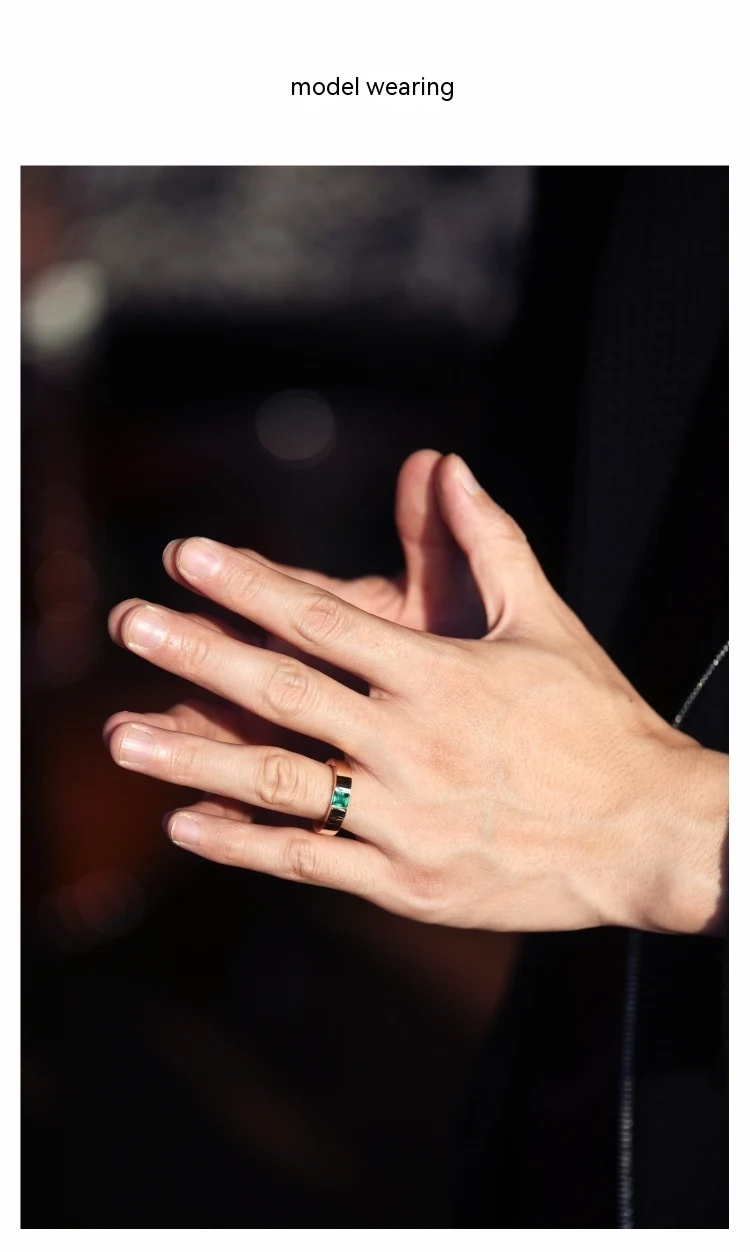 Title 8, Bague émeraude zircon or plaqué pour femme