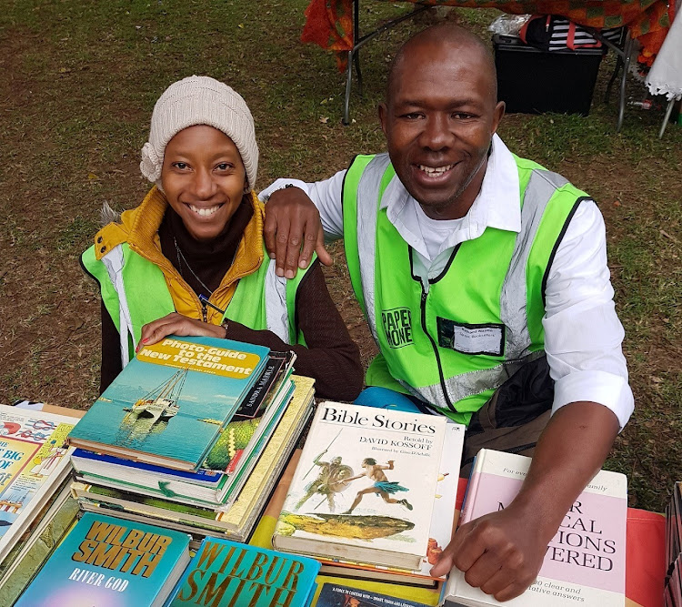 Jay-Jae Madwe and Richard Nzima used to sell books at the monthly Mitchell Park Book Fair before the lockdown.