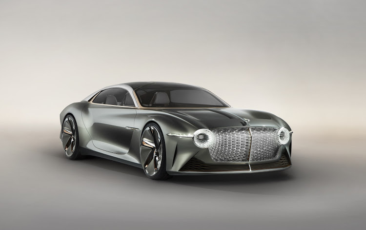 The car is instantly recognisable as a Bentley, but reimagined for 2035 with features such as an illuminated grille and bonnet badge.