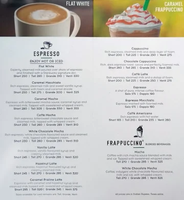 Starbucks menu 