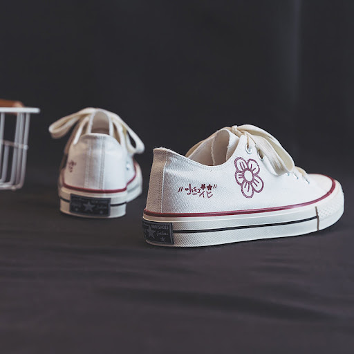 Title 1, Womens little red flower canvas shoes, stylish...