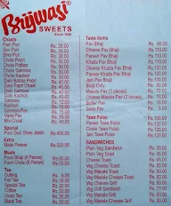 Brijwasi Sweets menu 2