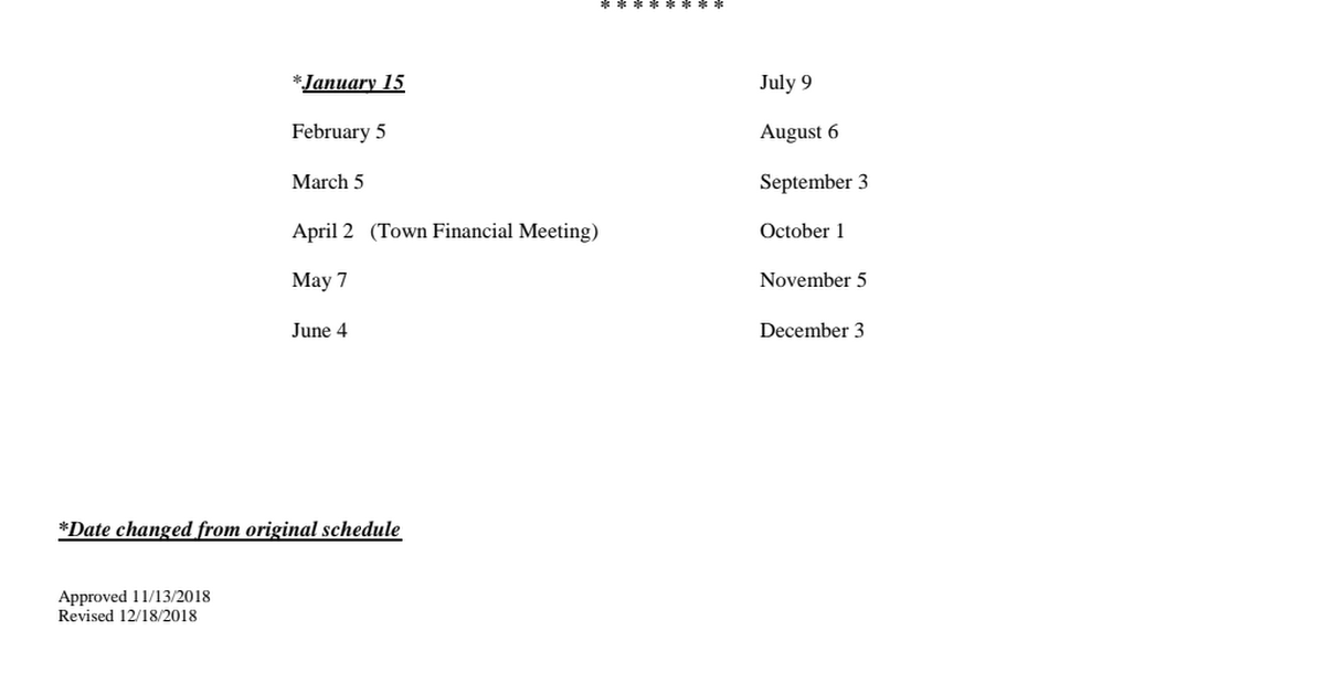 OFFICIAL SCHEDULE cal yr 2019 REVISED 12.18.2018.pdf