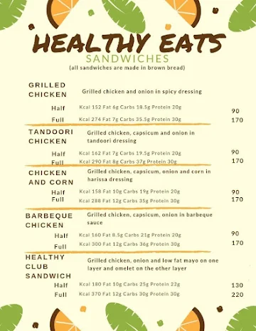 Healthy Eats menu 