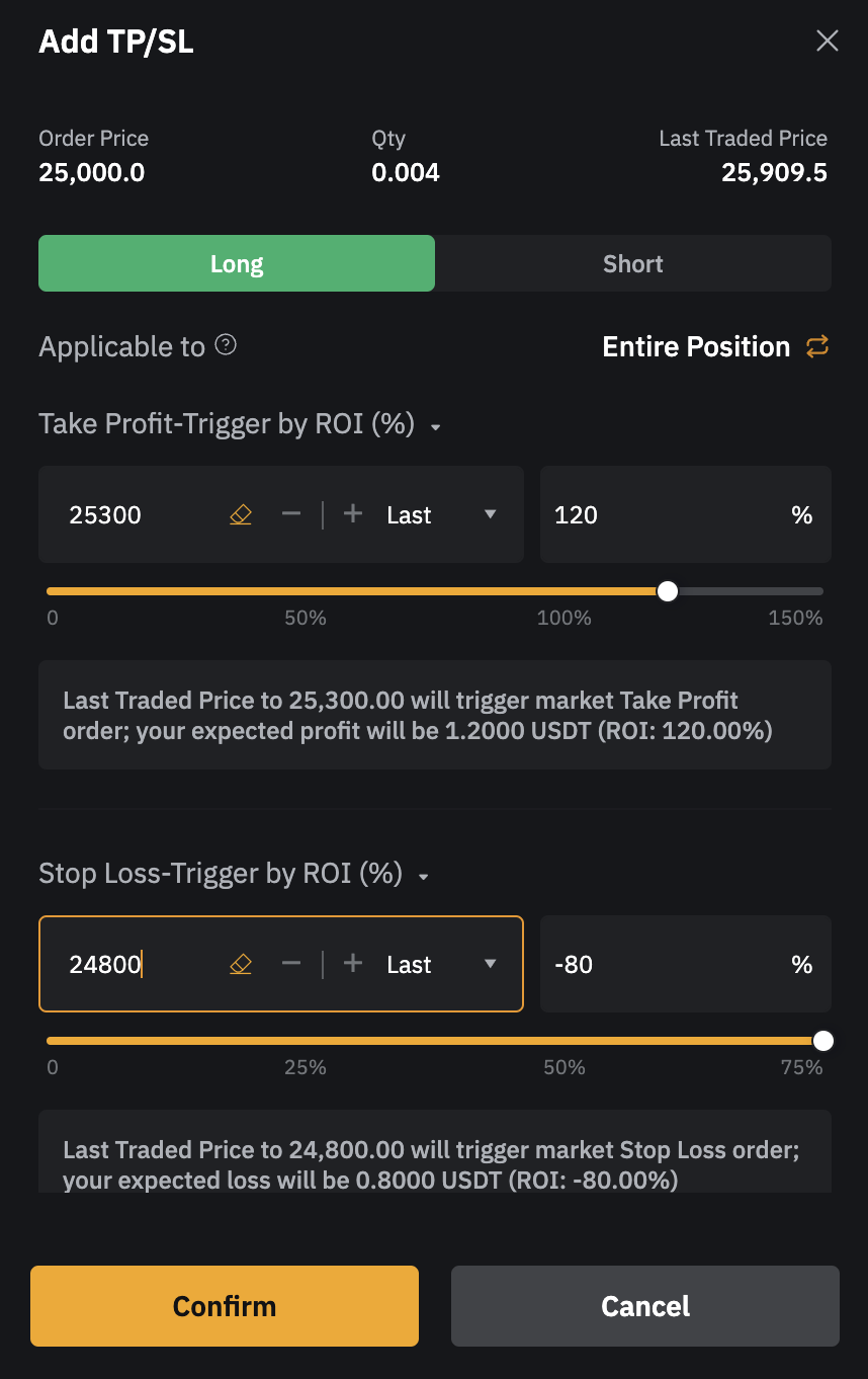 Take profit stop loss bybit contrats perpetuals
