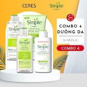 Combo Simple ( Sữa Rửa Mặt + Nước Tẩy Trang + Toner Nước Hoa Hồng + Kem Dưỡng Ẩm Da ) Tẩy Tế Bào Da Chết Dịu Nhẹ