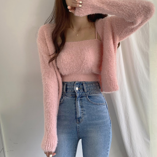 Title 35, Spring Mink Knitted Cardigan Coat Bottoming T...