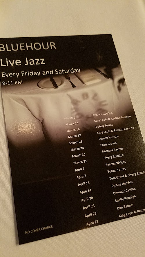 Live Jazz schedule at nearby Bluehour.