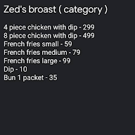 Zeds Cafe menu 1