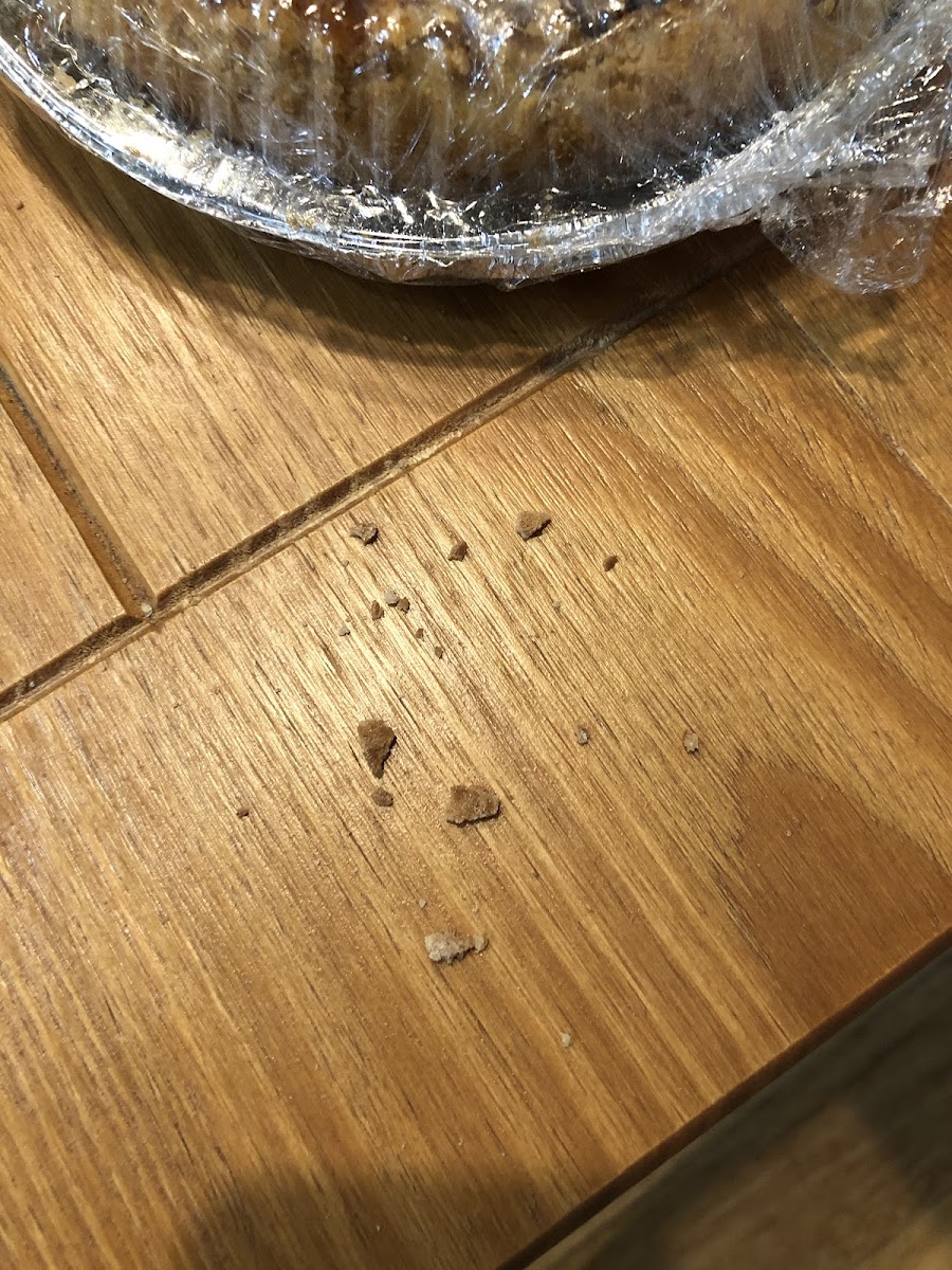 From just moving the box a little... crumbs.