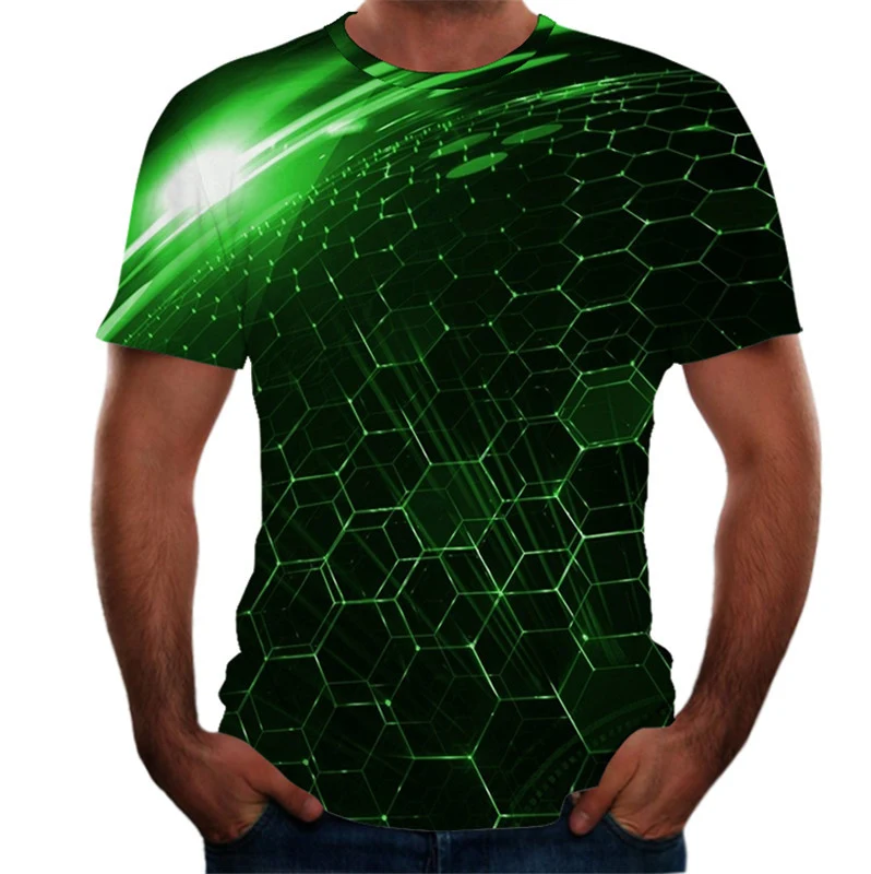 Camiseta masculina com estampa 3D de túnel espacial. Leve a exploração do universo para seu guarda-roupa com conforto e estilo. Design moderno e único.