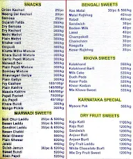 Krishna Jodhpur Sweets menu 1