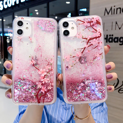 Title 1, Liquid Quicksand Peach Blossom Phone Case Soft ...