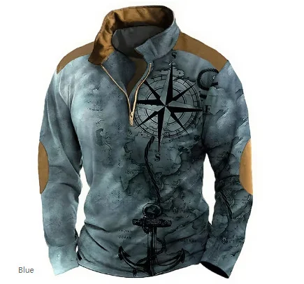 Men's Retro Color Printing Fashion Sports Golf Top Casual T-shirt, stylish and comfortable, perfect for golf and everyda