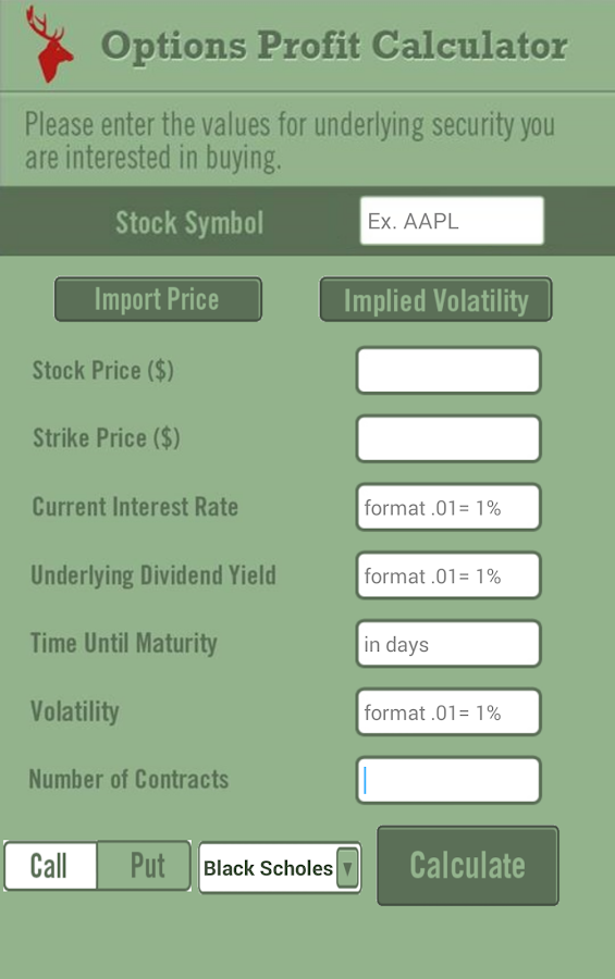 how to calculate a put option price