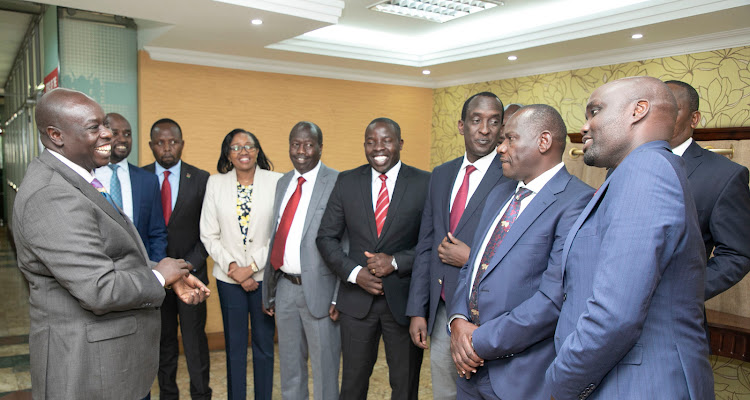 Deputy President Rigathi Gachagua with governors from the Rift Valley region on February 2,2023.
