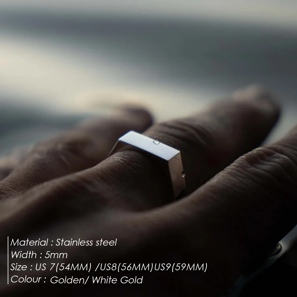 Title 7, Bague homme en acier inoxydable brillant, petit...