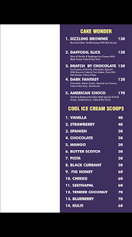 The Cake Lair menu 2