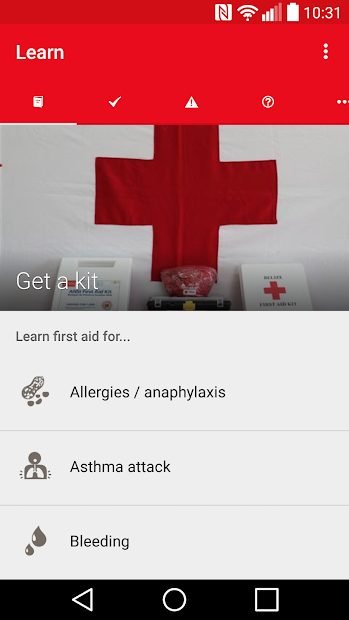 First Aid App - Learn Menu