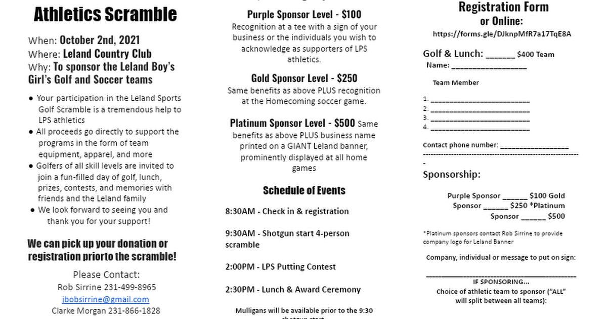 Leland Sports Scramble Flyer 2022