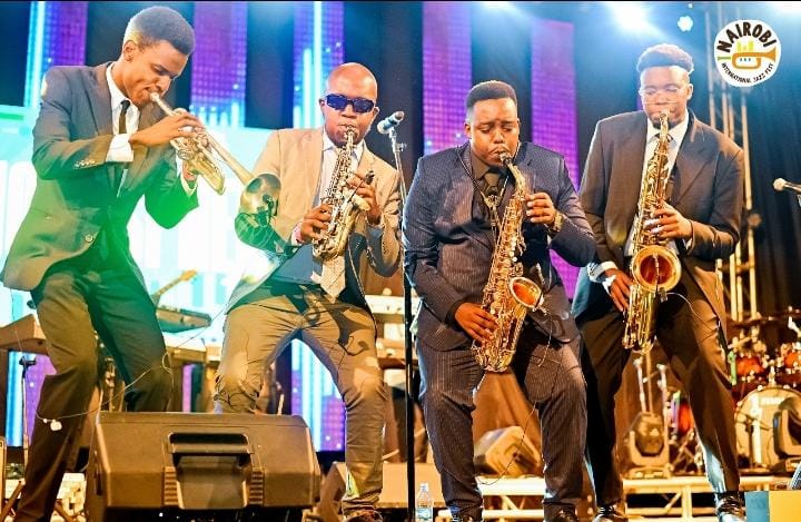 Kenyan jazz quartet Hornsphere performing during the Nairobi International Jazz Festival at the Bomas on October 28, 2023.