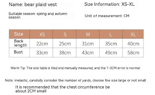 Title 1, Pet Bear Lace Plaid Vest Dog, a stylish and com...