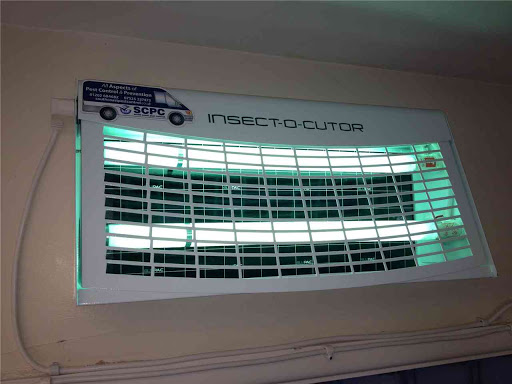 Fly Control with glue boards.  Glue board fly units are more hygienic. The new synergetic green bulbs for an increased catch including fruit fly