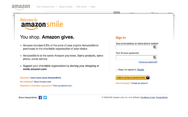 Amazon Smile Redirect