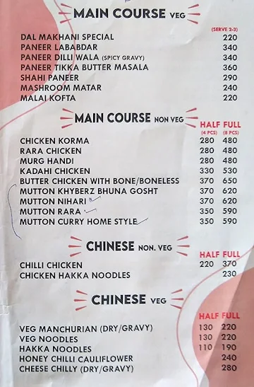 The Khyberz menu 