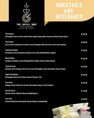 The Royal Mint Cafe & Lounge menu 