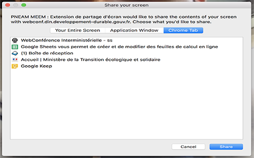 WebConf : Partage d'Écran