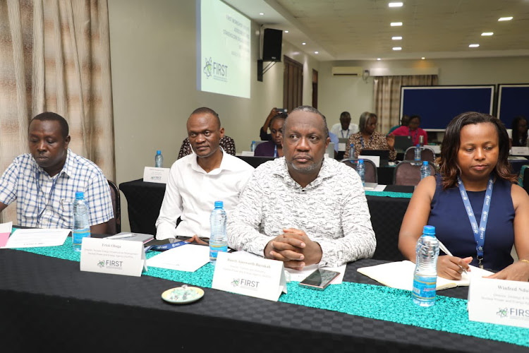 Officials from NuPEA during the opening session of the Foundational Infrastructure for Responsible Use of Small Modular Reactor Technology (FIRST) workshop in Kilifi on March 26, 2024.