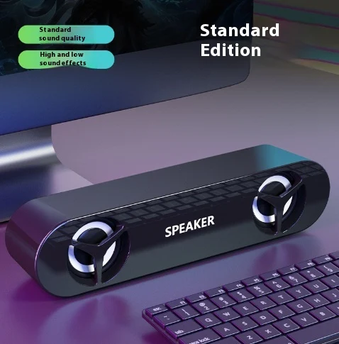 Barra de som para computador desktop doméstico, alto-falante com fio para notebook, celular e áudio Bluetooth. Som de qualidade para você.