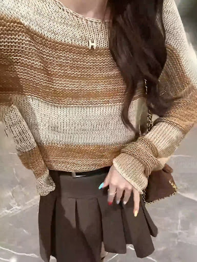 Title 3, Loose Hollow Sweater Womens High Waist Suit