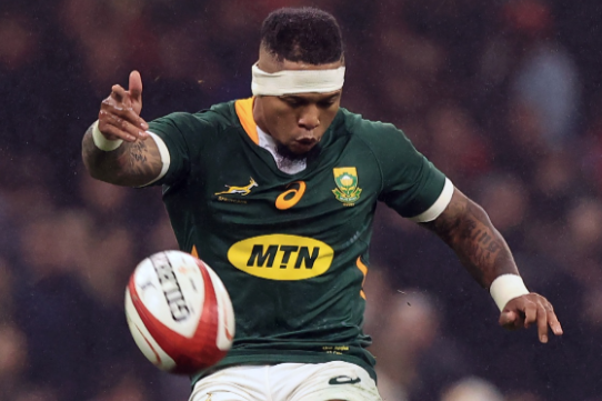 Springbok flyhalf Elton Jantjies in action for the national rugby team.
