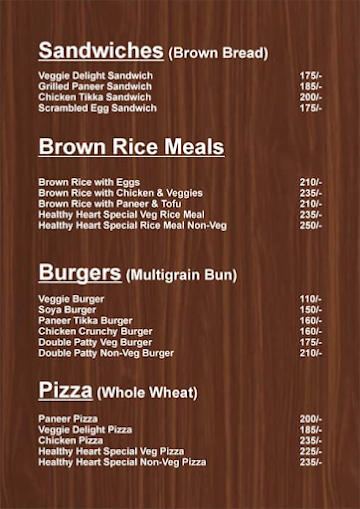 Healthy Heart Cafe menu 