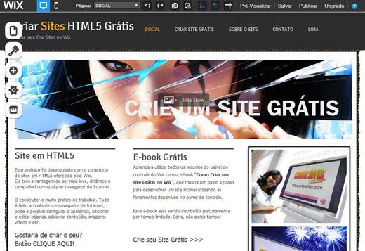 construtor de sites Grátis Wix