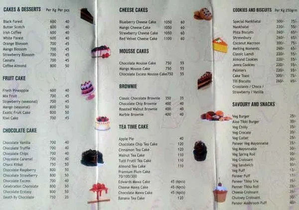 New Edward Bakery menu 