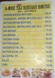 A-1 Taj Biryani House menu 1