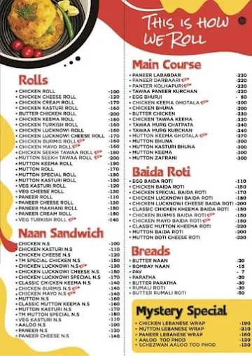 Tawaa Mystery menu 