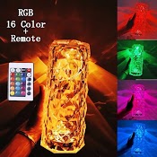 Đèn Pha Lê Cảm Ứng Rgb 16 Màu Chạm Tay Để Thay Đổi Màu Sắc Có Điều Khiển Từ Xa, Trang Trí Bàn Phòng Khách, Phòng Ngủ