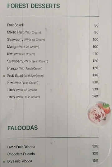 Juice Forest menu 