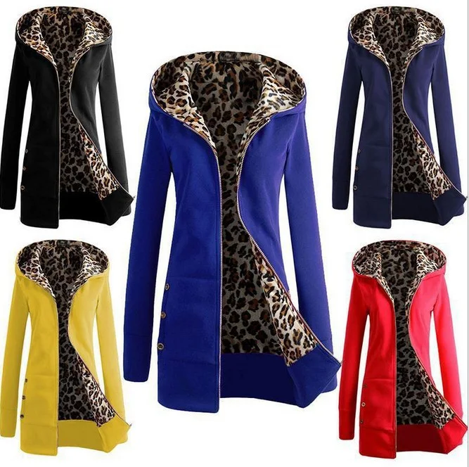 Title 3, Damen Kapuzenpullover mit Leopardenmuster, verd...