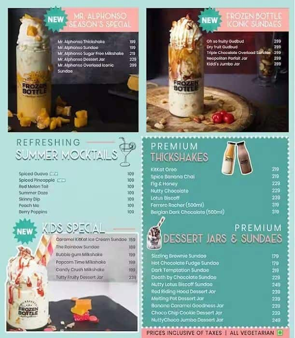 Frozen Bottle menu 