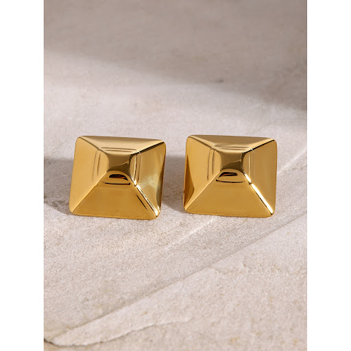 Title 2, 18k Gold Stainless Steel Square Earrings for a ...
