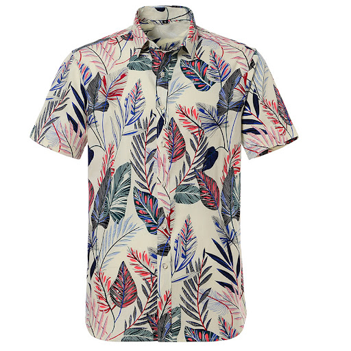 Title 6, Cotton Hawaiian Print Short-Sleeved Shirt MenS...