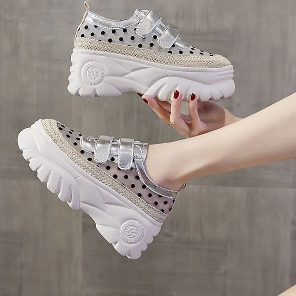 Title 6, Dames Zomer Ademende Mesh Witte Schoenen met Di...