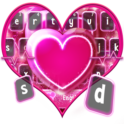 Twinkling Neon Pink Love Keyboard
